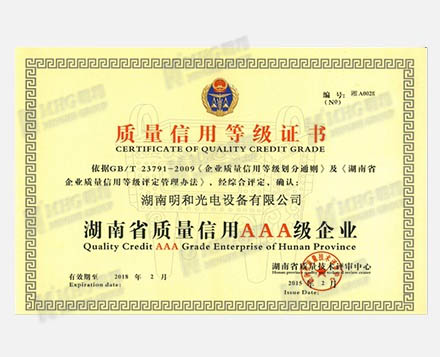 Quality Credit AAA Grade Enterprise of Hunan Province